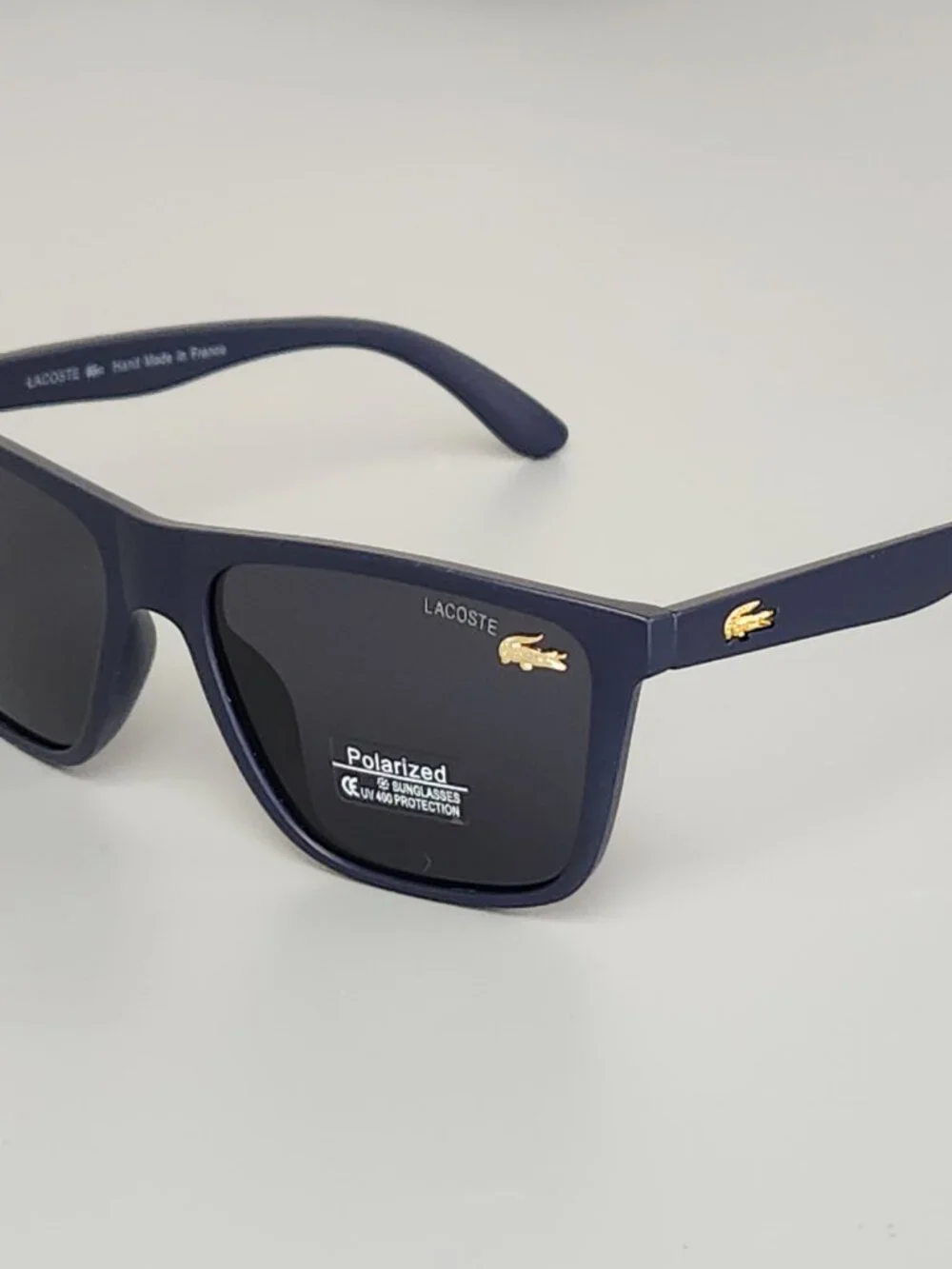 Lacoste Polarized Wayfarer Sunglasses Matte Navy Frame Dark Smoke Lens